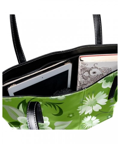 Women's Leather Purse and Handbag, Large Capacity Top Handle Satchel Purses Shoulder Bag Green Floral Flowers Green $25.79 Sa...