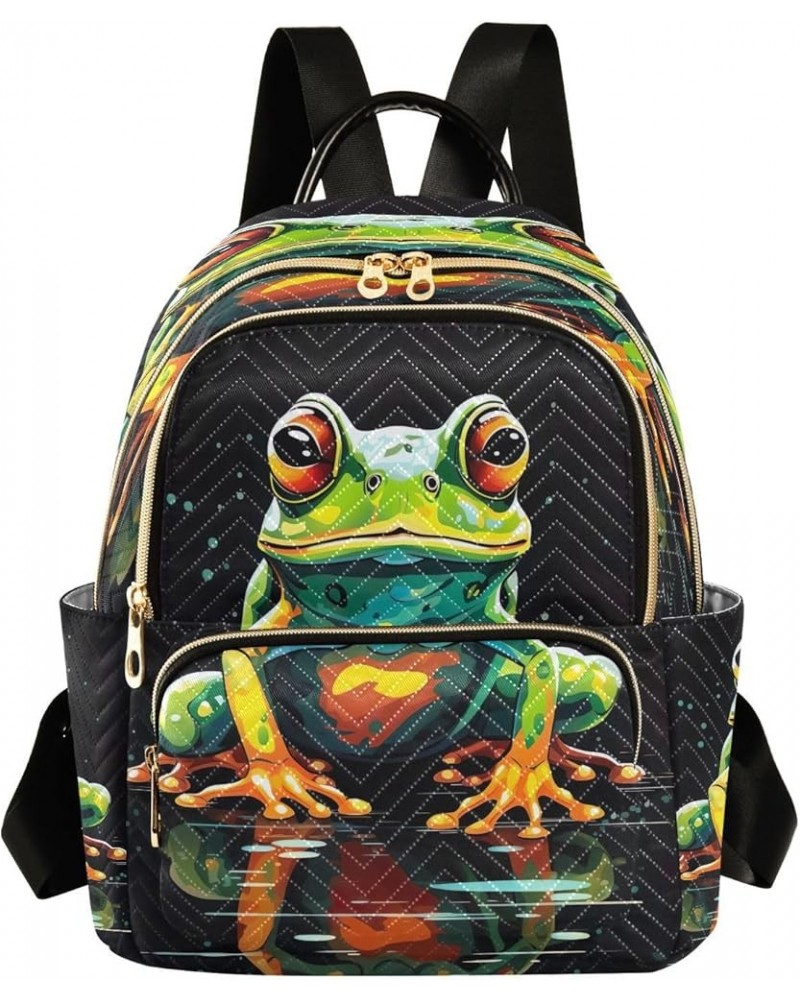 Black Frog Quilted Backpack for Women Shoulder Bags Purses Travel Bag for Daily Work Nurse S Medium $13.33 Backpacks