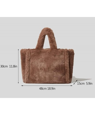 Women Tote Bag Fluffy Faux Fur Handbags Large Capacity Shopping Shoulder Bag Furry Clutch Handbag Coffee $14.70 Totes