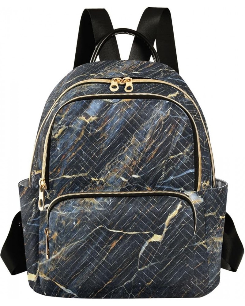 Women Backpack Marble Black Gold Durable Travel Backpack Lightweight Handbag Lady Purse Roomy Double Zipper Weekend Bag for E...