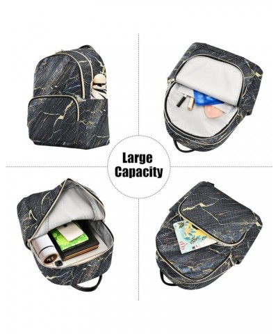 Women Backpack Marble Black Gold Durable Travel Backpack Lightweight Handbag Lady Purse Roomy Double Zipper Weekend Bag for E...