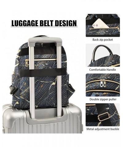 Women Backpack Marble Black Gold Durable Travel Backpack Lightweight Handbag Lady Purse Roomy Double Zipper Weekend Bag for E...