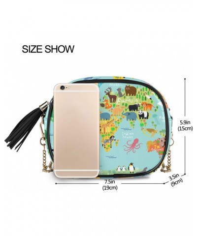 Women's World Animal Map Crossbody Bag Fashion Purses Bag Cross Body Bag Shoulder Handbag with Adjustable Chain Strap $12.47 ...