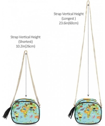 Women's World Animal Map Crossbody Bag Fashion Purses Bag Cross Body Bag Shoulder Handbag with Adjustable Chain Strap $12.47 ...