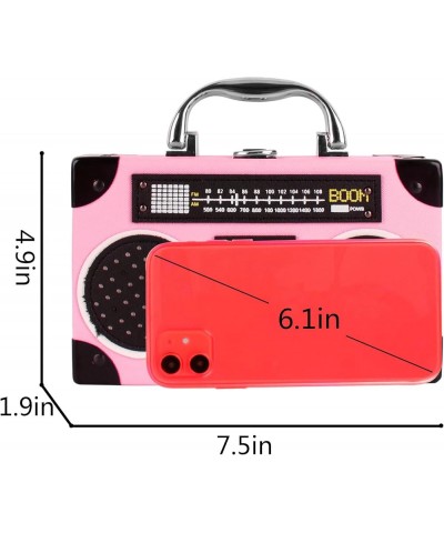 Retro Cassette Evening Clutch Purse Crystal Inlaid Bling Crossbody Shoulder Bag for Graduation Wedding Party S-pink $14.84 Ev...