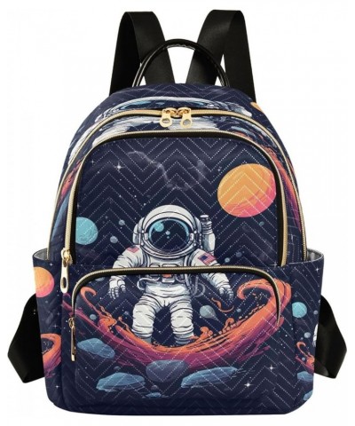 Planet Cool Astronaut Quilted Backpack for Women Shoulder Bag Purse Travel Bags for Nurse Work Daily M Small $13.02 Backpacks