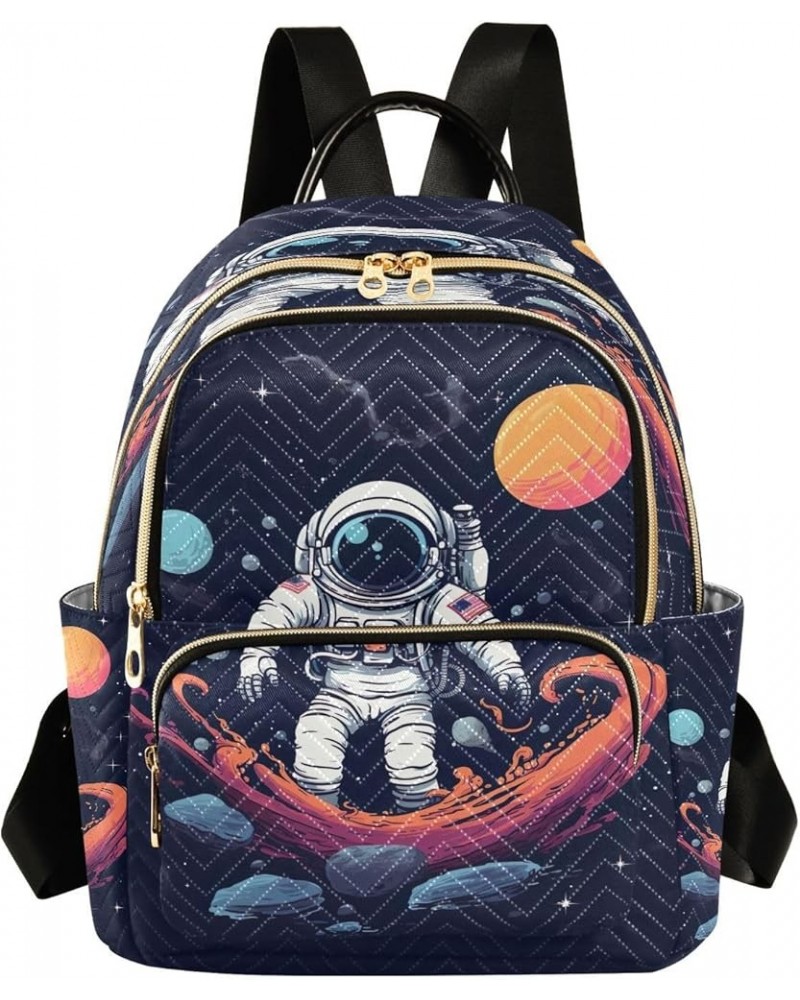 Planet Cool Astronaut Quilted Backpack for Women Shoulder Bag Purse Travel Bags for Nurse Work Daily M Small $13.02 Backpacks