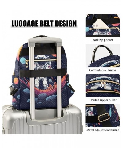 Planet Cool Astronaut Quilted Backpack for Women Shoulder Bag Purse Travel Bags for Nurse Work Daily M Small $13.02 Backpacks