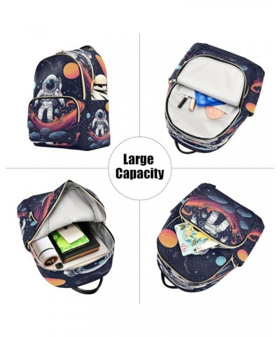 Planet Cool Astronaut Quilted Backpack for Women Shoulder Bag Purse Travel Bags for Nurse Work Daily M Small $13.02 Backpacks