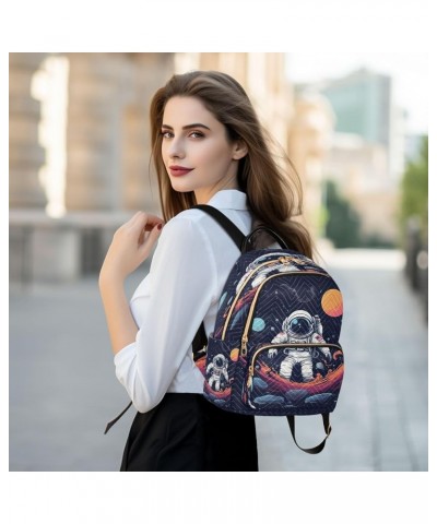 Planet Cool Astronaut Quilted Backpack for Women Shoulder Bag Purse Travel Bags for Nurse Work Daily M Small $13.02 Backpacks