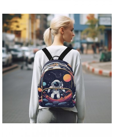 Planet Cool Astronaut Quilted Backpack for Women Shoulder Bag Purse Travel Bags for Nurse Work Daily M Small $13.02 Backpacks