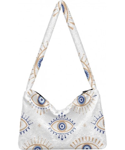 Evil Eye Magic Shoulder Tote Bags for Women Furry Crossbody bag Hobo Handbag Purses for College Travel Work $9.87 Totes