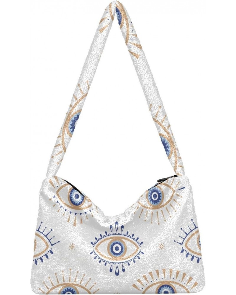 Evil Eye Magic Shoulder Tote Bags for Women Furry Crossbody bag Hobo Handbag Purses for College Travel Work $9.87 Totes