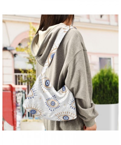 Evil Eye Magic Shoulder Tote Bags for Women Furry Crossbody bag Hobo Handbag Purses for College Travel Work $9.87 Totes