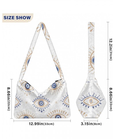 Evil Eye Magic Shoulder Tote Bags for Women Furry Crossbody bag Hobo Handbag Purses for College Travel Work $9.87 Totes