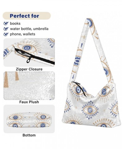 Evil Eye Magic Shoulder Tote Bags for Women Furry Crossbody bag Hobo Handbag Purses for College Travel Work $9.87 Totes