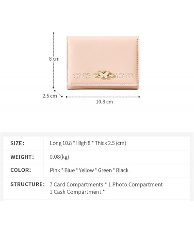 Women Wallet Small Slim Trifold Cute Butterfly Short Purse Pocket Wallet for Teen Girls (Green) Yellow $8.66 Wallets