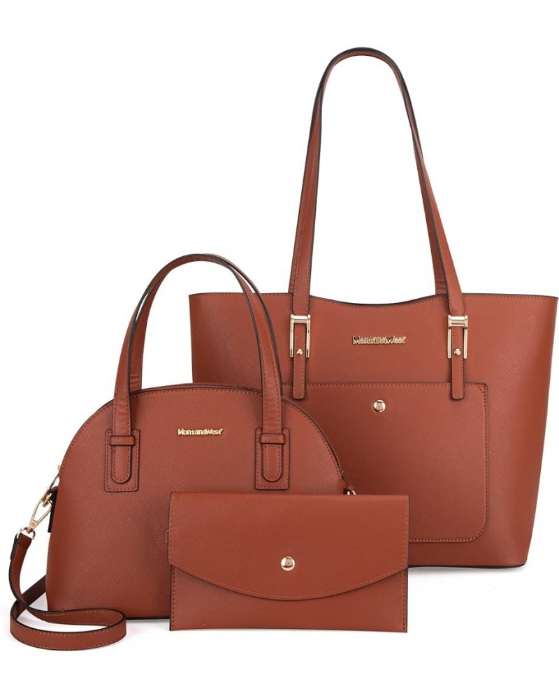 3PCS Purses for Women Tote Purse and Wallet Set Shoulder Satchel Bags Z Handbag Brown $22.94 Totes