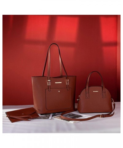 3PCS Purses for Women Tote Purse and Wallet Set Shoulder Satchel Bags Z Handbag Brown $22.94 Totes