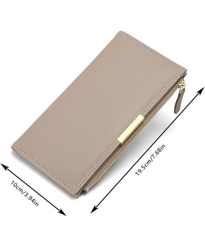 Women Wallet Fashion New Pattern Wallet Simple Solid Color Long Multi Card Versatile Handbag Women's Leather Wallet (Khaki, O...