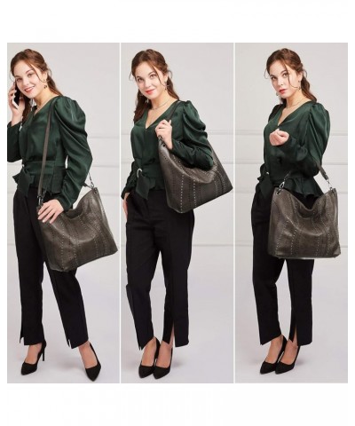 Purses for Women Vegan Leather Handbags Large Ladies Studs Hobo Bags Tote Purse Bucket Shoulder Bag Bronze $23.77 Totes