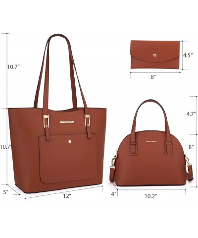 3PCS Purses for Women Tote Purse and Wallet Set Shoulder Satchel Bags Z Handbag Brown $22.94 Totes