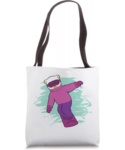 Winter Ice Bear Polar On Snowboard Snowboarding Tote Bag $12.45 Totes