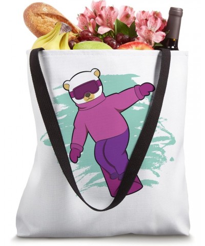 Winter Ice Bear Polar On Snowboard Snowboarding Tote Bag $12.45 Totes