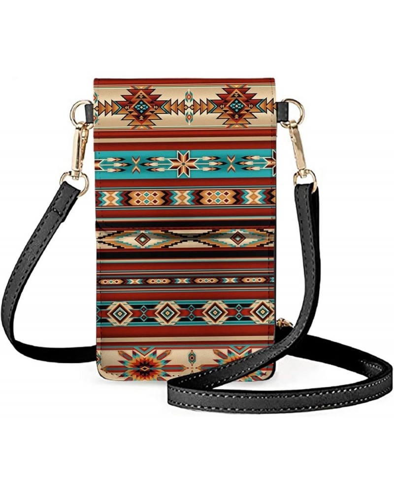 Southwestern Tribal Horse Aztec Crossbody Phone Purse for Women Traditional Tribal Geometric $10.06 Crossbody Bags