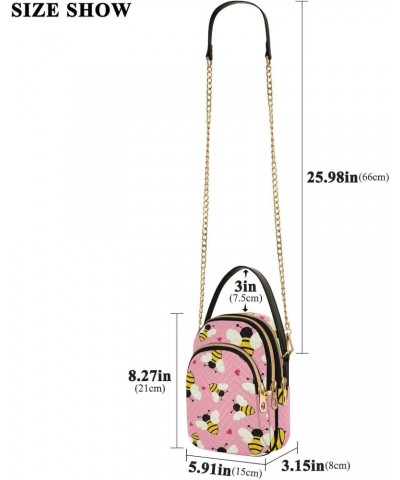 Flying Bees with Hearts Design Crossbody Bags Shoulder Bag for Women Stylish Ladies Messenger Bags Cell Phone Purse and Handb...