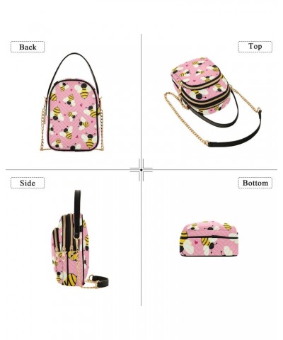 Flying Bees with Hearts Design Crossbody Bags Shoulder Bag for Women Stylish Ladies Messenger Bags Cell Phone Purse and Handb...