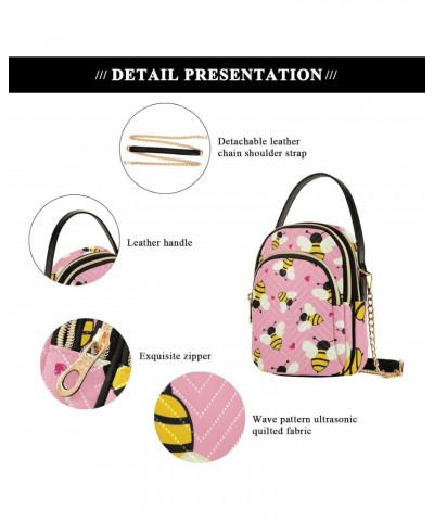 Flying Bees with Hearts Design Crossbody Bags Shoulder Bag for Women Stylish Ladies Messenger Bags Cell Phone Purse and Handb...