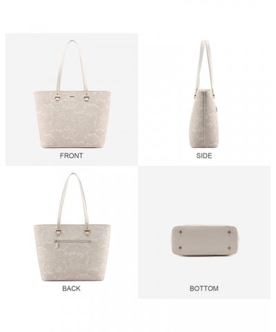 Purses and Handbags for Women Fashion Tote Bags Shoulder Bag Top Handle Satchel Bags 3pcs-embossing Beige $19.59 Handbags