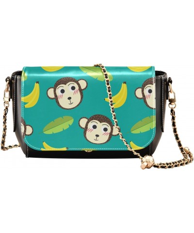 Monkey Banana Crossbody Bags for Women Shoulder Bag Leather Purse Handbag for Gifts Daily Work $17.20 Shoulder Bags