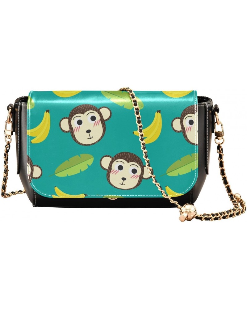 Monkey Banana Crossbody Bags for Women Shoulder Bag Leather Purse Handbag for Gifts Daily Work $17.20 Shoulder Bags