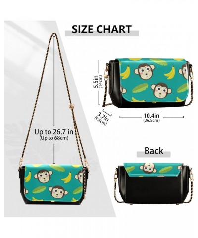 Monkey Banana Crossbody Bags for Women Shoulder Bag Leather Purse Handbag for Gifts Daily Work $17.20 Shoulder Bags