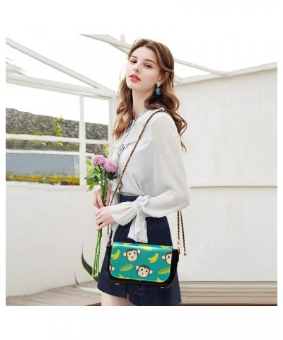 Monkey Banana Crossbody Bags for Women Shoulder Bag Leather Purse Handbag for Gifts Daily Work $17.20 Shoulder Bags