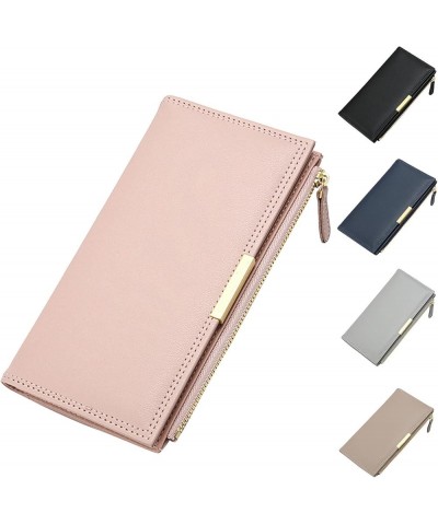 Women Wallet Fashion New Pattern Wallet Simple Solid Color Long Multi Card Versatile Handbag Wallet (Khaki, One Size) Pink On...