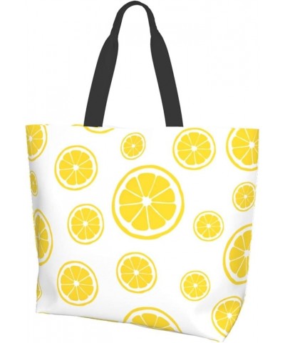 Tropical Leaves Tote Bag Shoulder Bag for Women 19.7x15.7Inch Lemon Print $14.83 Shoulder Bags