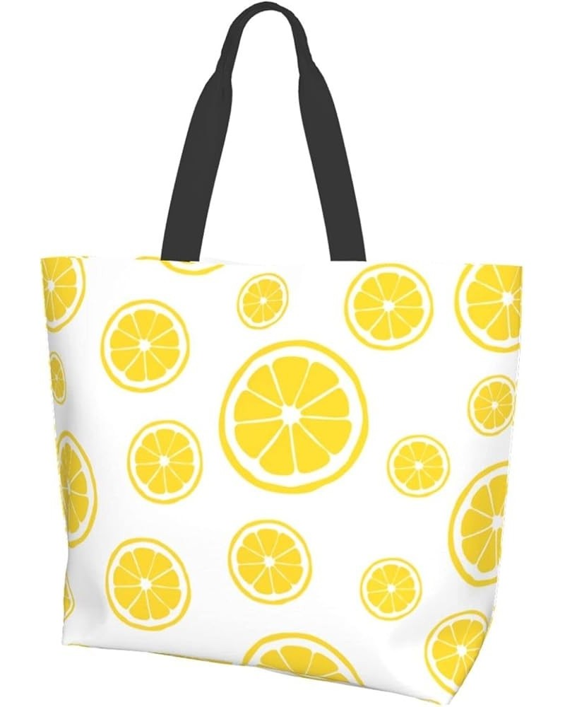 Tropical Leaves Tote Bag Shoulder Bag for Women 19.7x15.7Inch Lemon Print $14.83 Shoulder Bags