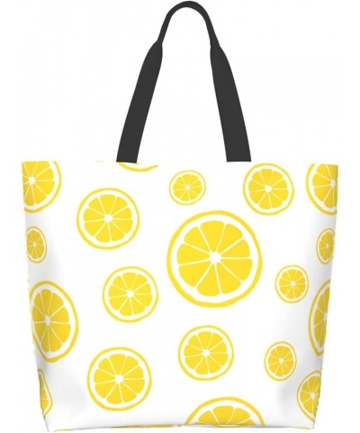 Tropical Leaves Tote Bag Shoulder Bag for Women 19.7x15.7Inch Lemon Print $14.83 Shoulder Bags