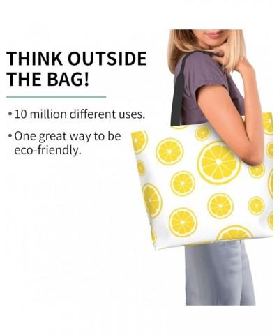 Tropical Leaves Tote Bag Shoulder Bag for Women 19.7x15.7Inch Lemon Print $14.83 Shoulder Bags