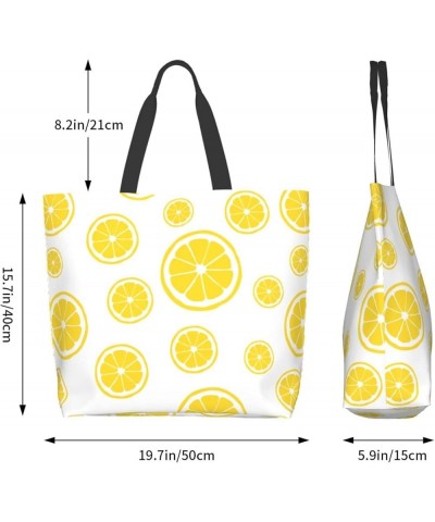 Tropical Leaves Tote Bag Shoulder Bag for Women 19.7x15.7Inch Lemon Print $14.83 Shoulder Bags