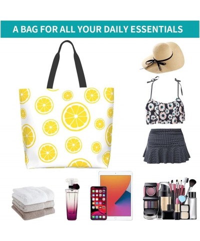 Tropical Leaves Tote Bag Shoulder Bag for Women 19.7x15.7Inch Lemon Print $14.83 Shoulder Bags