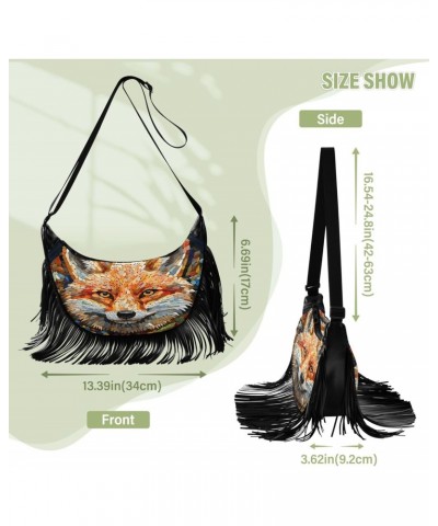 Bag Purses for Woman Fringe Crossbody Bags for Ladies Trendy Shoulder Bag for Women Medium Size Style Illustration Fox $9.66 ...