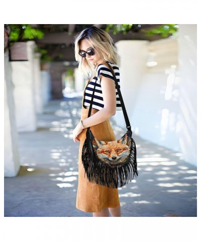 Bag Purses for Woman Fringe Crossbody Bags for Ladies Trendy Shoulder Bag for Women Medium Size Style Illustration Fox $9.66 ...