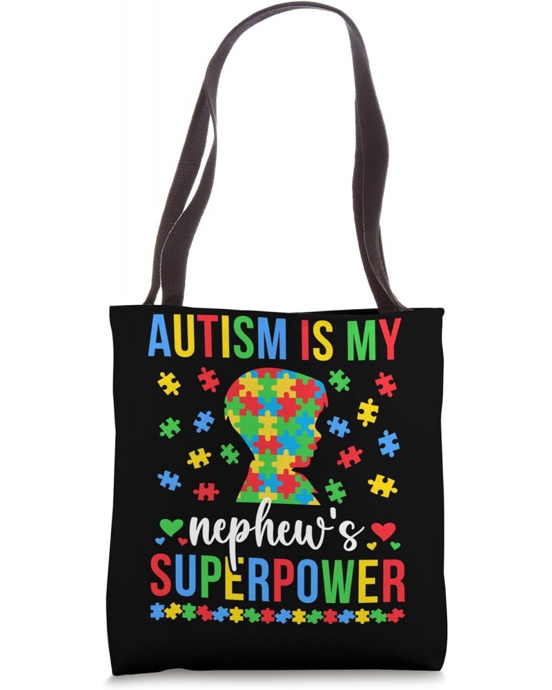 My Nephew's Superpower Proud Autism Tia Autism Awareness Tote Bag $15.11 Totes