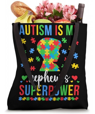 My Nephew's Superpower Proud Autism Tia Autism Awareness Tote Bag $15.11 Totes