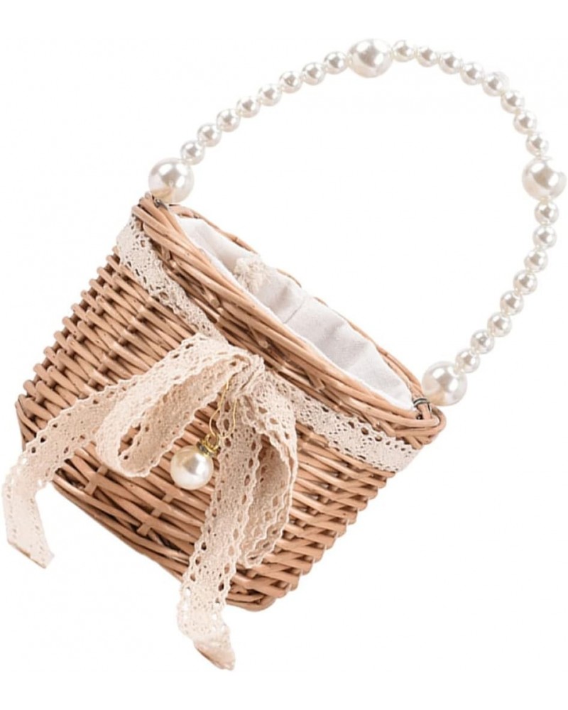 hand pearl bag All- match Handbag Rattan Storage Basket water Woven Fruit Basket flower basket womens crossbody handbags Wome...