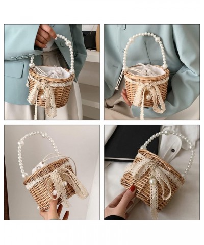 hand pearl bag All- match Handbag Rattan Storage Basket water Woven Fruit Basket flower basket womens crossbody handbags Wome...